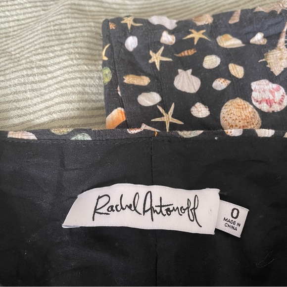 Rachel Antonoff Birdie Slim Straight Black Seashell Print Cigarette Pants 0 EUC - Picture 4 of 13